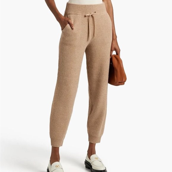 RAG & BONE Piere ribbed 100% cashmere Jogger pants Camel size Small - Picture 1 of 7